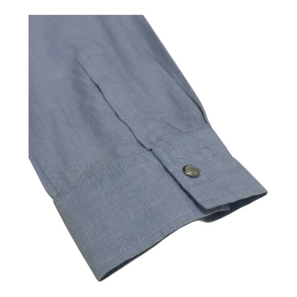 Susan Graver Women's M Blue Pearl Snaps Floral Embroidered Long Sleeve Shirt - Picture 6 of 9